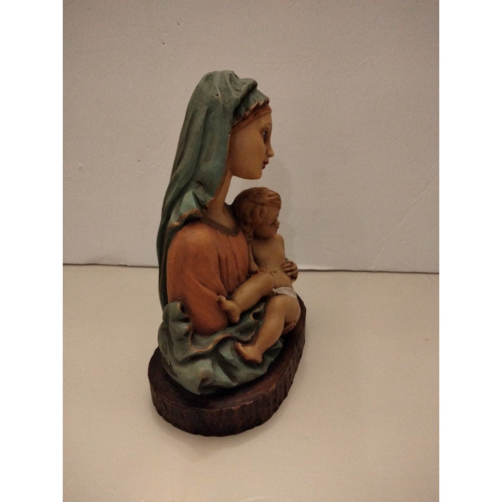 R R made in Italy Blue Madonna and Jesus Ceramic Figurine  7" tall - Picture 2 of 8